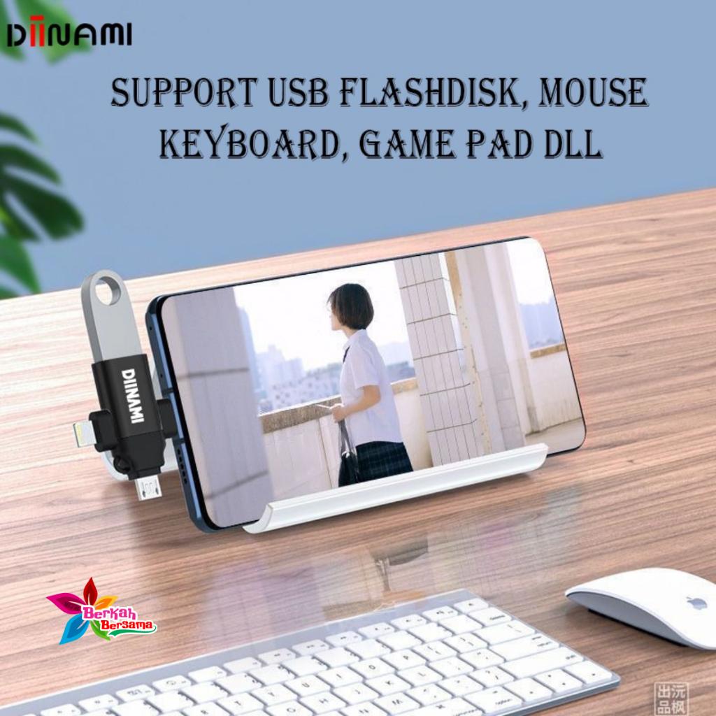 DIINAMI OTG 3in1 Type-C Lightning Micro USB Type C Android iPad Multi Devices BB8460