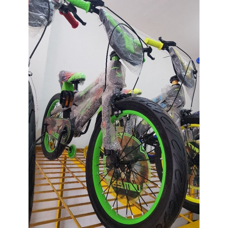 Sepeda Anak Sepeda BMX 18 inch LIMITLESS ( TRANSFORMER ) ( BAN JUMBO ) ( Warna Hijau / Green )