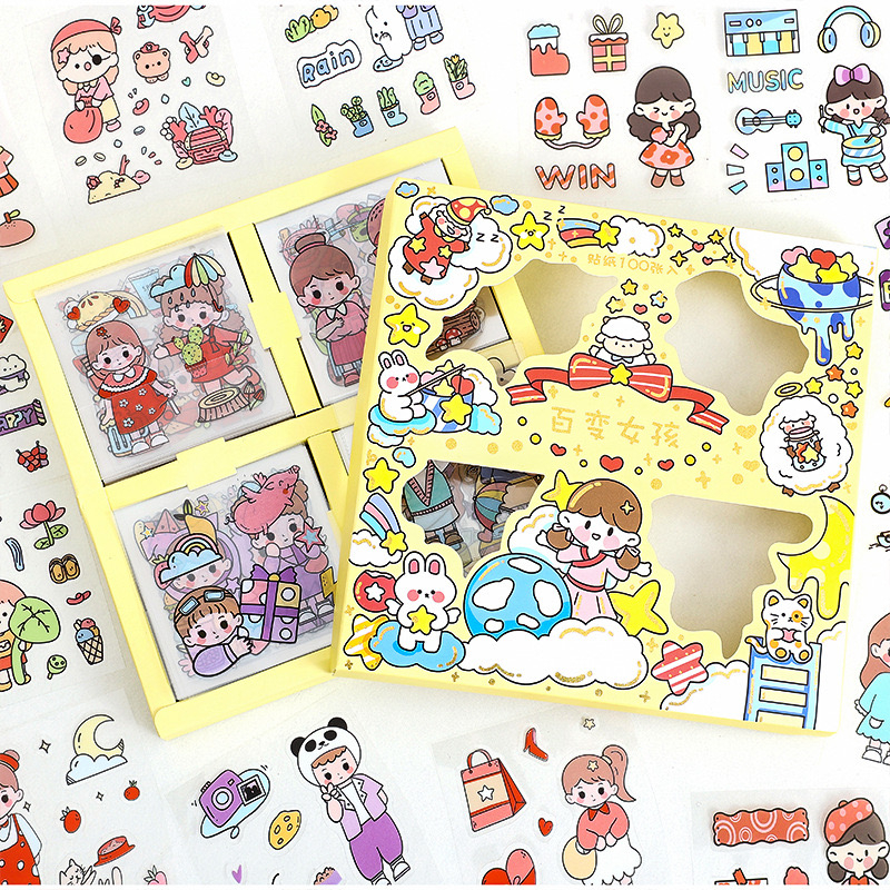 STICKER/STIKER 2D ISI 100Pcs/Lembar MOTIF KARTUN KOREA LUCU IMUT MOMO/ANNE BISA UNTUK TEMPEL DI BERBAGAI TEMPAT SEPERTI HP/BOTOL/TUMBLR/KOTAK/LEMARI DEKORASI HANDBOOK/SCRAPBOOK | ANTI AIR