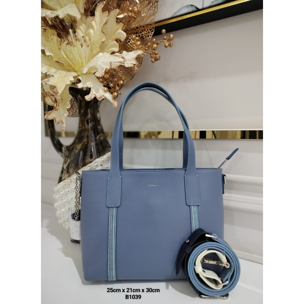 tas tote biru kecil bonia original