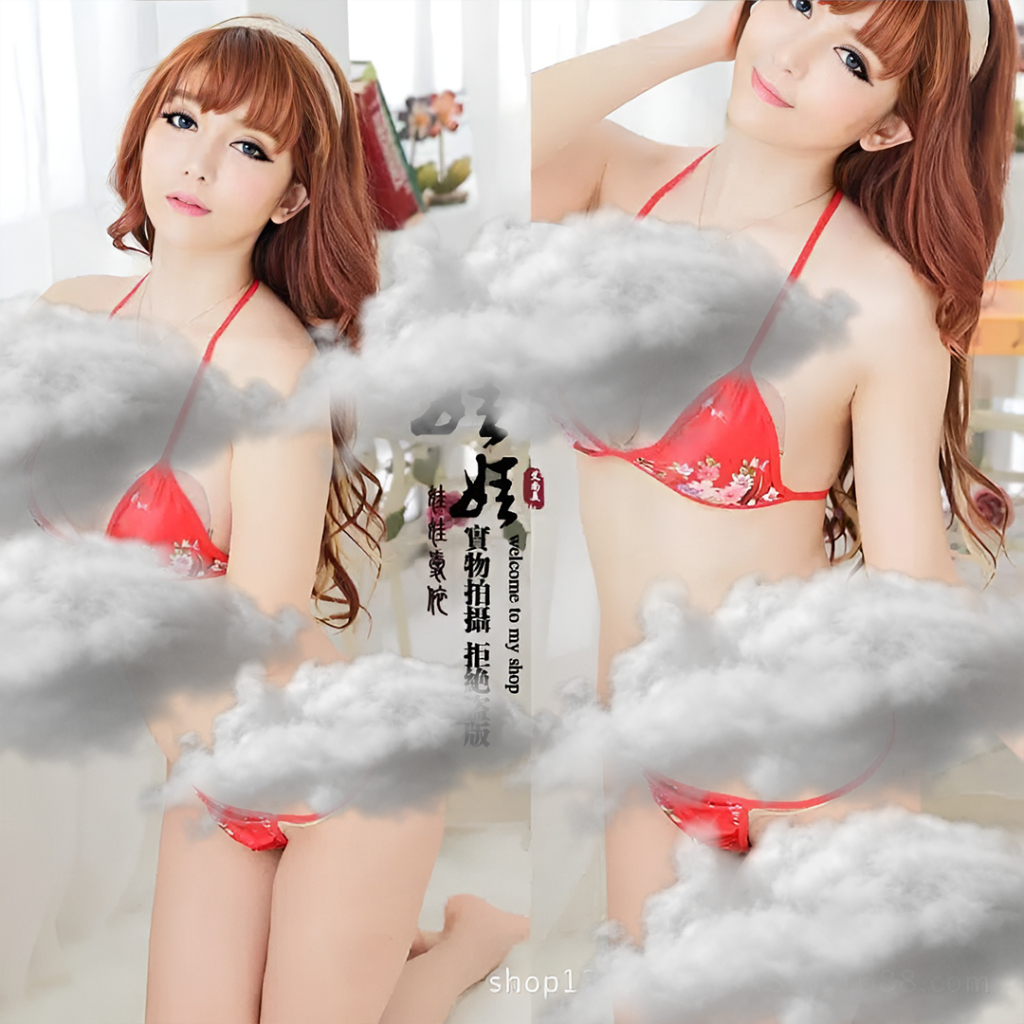 Ningrum Pakaian Dalam Wanita Lingerie Sexy Set Bra Dan Cd Motif Bunga Import Sexy Gstring Bahan Satin - 4003