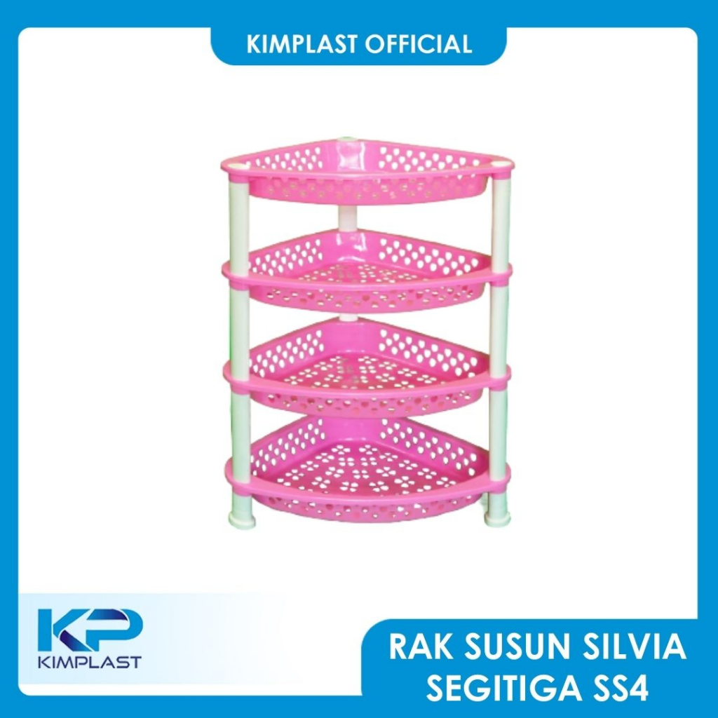 KIMPLAST Rak Segitiga Silvia Susun 4/  Rak Susun 4 Tingkat / Rak Serbaguna/ Rak Buku Portable Lemari