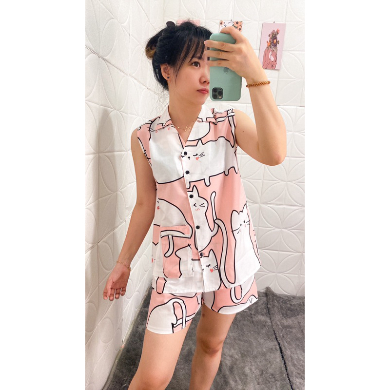 BAJU TIDUR KATUN JEPANG CELANA PENDEK
