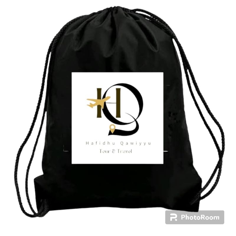 Tas serut custom sablon logo tulisan