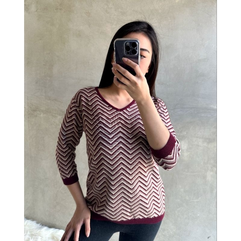 KIMORA KNIT TOPS  1075 atasan sweater rajut katun halus adem vneck