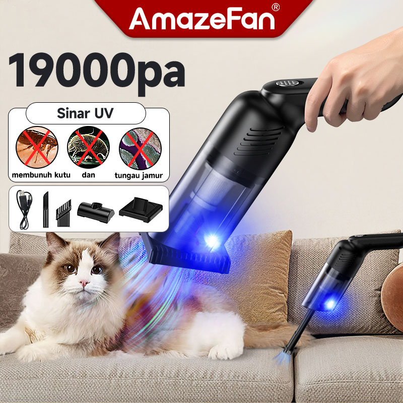 AmazeFan 19000Pa UV vacuum cleaner Portable kucing Anti Dust Mite mobil kasur anti tungau  penyedot Cordless Handheld cleaner vakum cleaner Wet And Dry penghisap bu kasur penghilang bulu baju anti jamur dan kutu lint remover