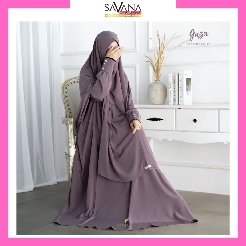 (READY STOCK) Gamis Set syari Gaza Set by Fathayaa Indonesia bahan Calamari Silk lembut halus flowly