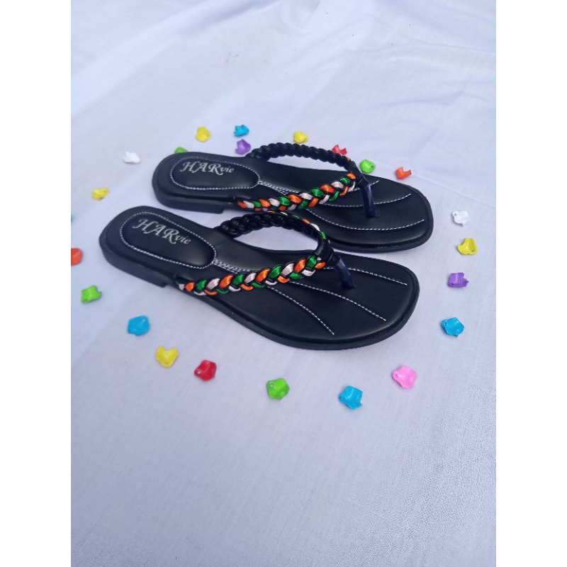 Sandal Wanita Dewasa Teplek Jepit Kepang Rainbow HR 025