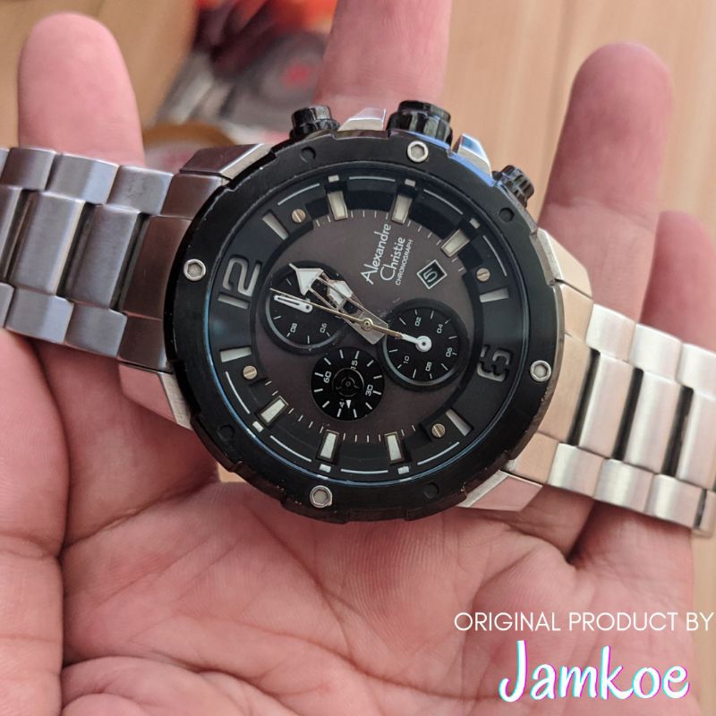 Jam Tangan Pria Alexandre Christie Type Tipe 6410 MC Strap Tali Rantai Stainlis Original Anti Air Wa
