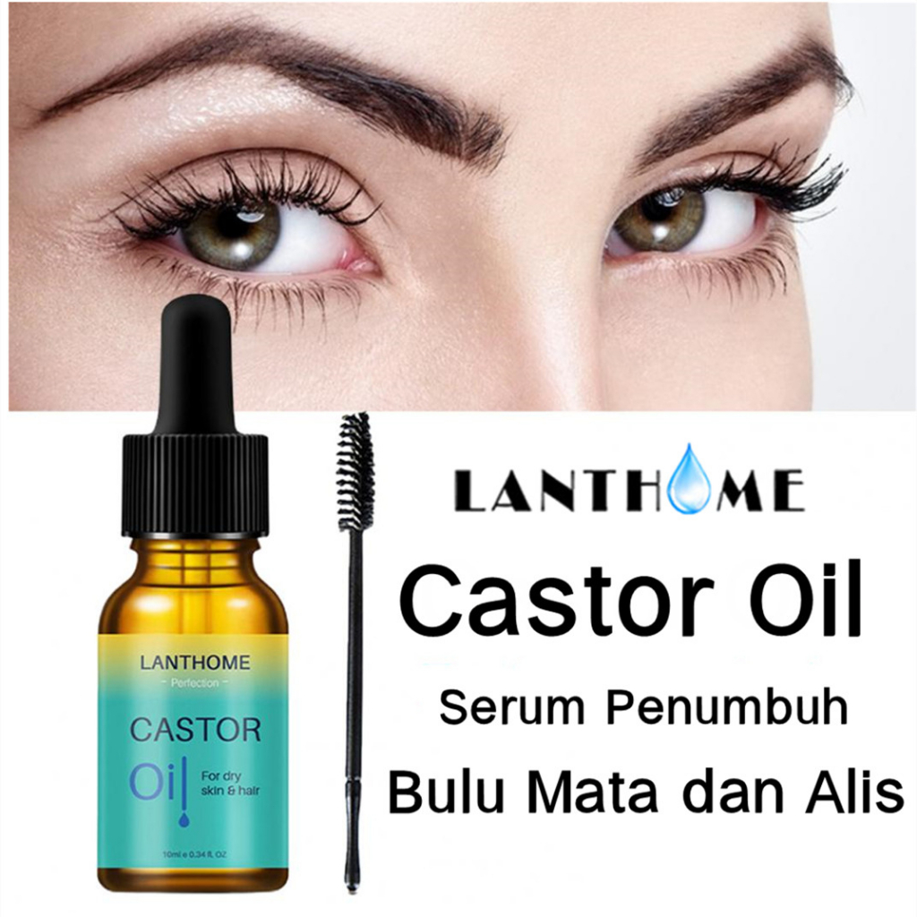 LANTHOME Natural Castor Oil Eyelash &amp; Eyebrow dan Hair Growth - (7 Hari Penebal Pemanjang Bulu Mata&amp;Rambut&amp;Alis) Serum Untuk Lashes&amp;Eyelashes&amp;Eyebrows and Hair Growth 10ml Original