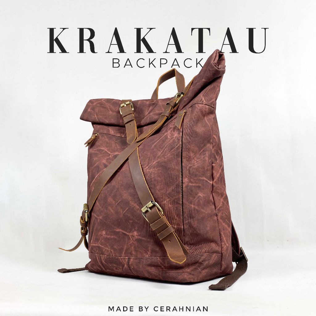 Tas Ransel Outdoor Nature Pria Wanita Premium | Canvas Wax Texture (KRAKATAU)