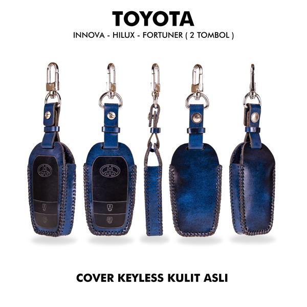 Jayuwan Cover Keyless Leather Untuk Type Mobil Toyota HILUX/INNOVA/FORTUNER 2 Tombol Free Ukir Logo Dan Nama