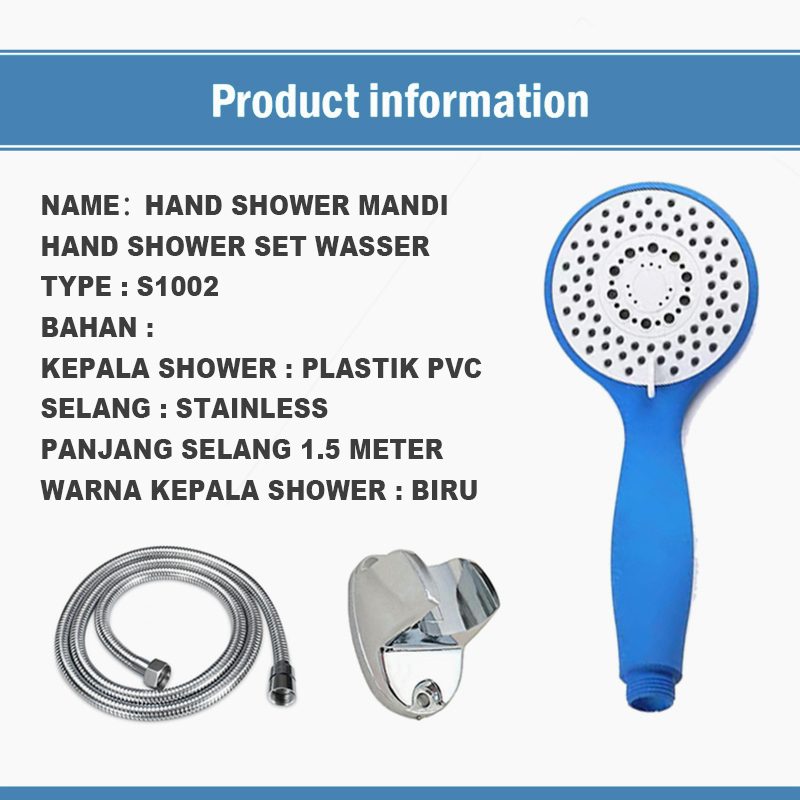 Hand Shower Mandi S1002 / Kepala Shower Head Set PVC Tebal Merk Teson