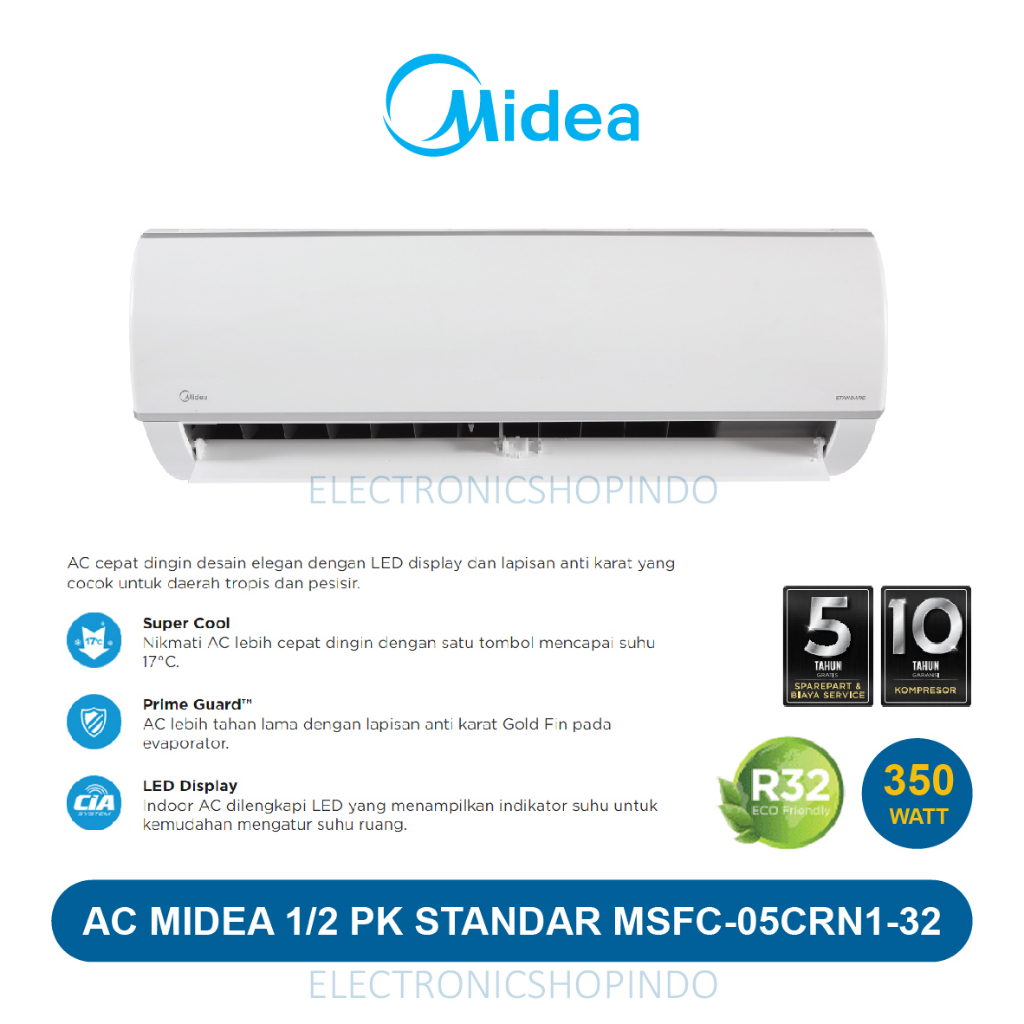 AC MIDEA 1/2 PK MSFC-05CRN1 Low Watt Air Conditioner MSFC05CRN1 AC