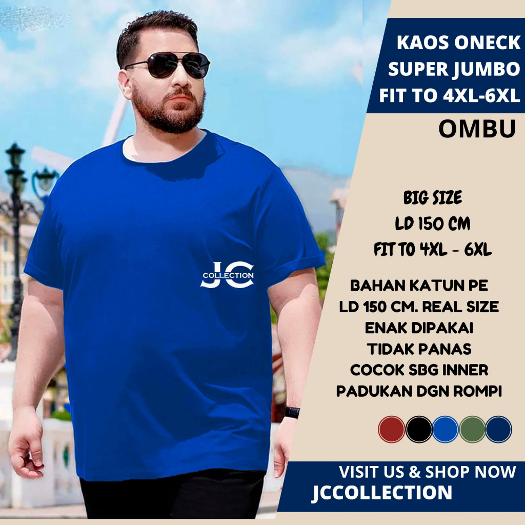 Kaos Tshirt Pria Polos Jumbo Big Size 4XL - 6XL Lengan panjang Cotton - JCCollections