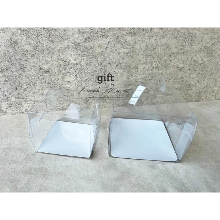 

Korean Glass Cake Box Kotak Kue Transparent Free Alas - 15 x 15 cm