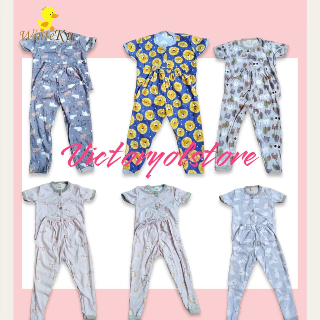 Winteku 1 PCS Piyama / Setelan Baju Kancing Pendek + Celana Panjang