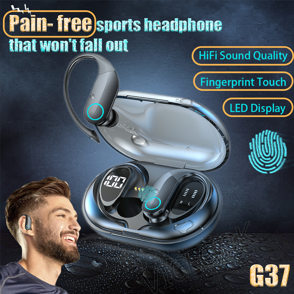 VICLOOK COD G37 Olahraga Bluetooth TWS Earphone Tahan Air Bass Penuh Flash Pengisian Headset Nirkabel Tanpa Penundaan Dengan Mikrofon Hensed Bluetooth Full Bass