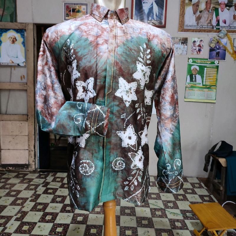 Baju Batik Sasirangan Pria Kain Katun Satin Adem Sudah di lapisi kain Furing
