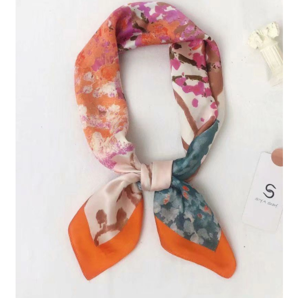 Syal sutra imitasi baru 70cm dicetak panjang profesional selendang persegi kecil wanita selendang fashion dekoratif serbaguna