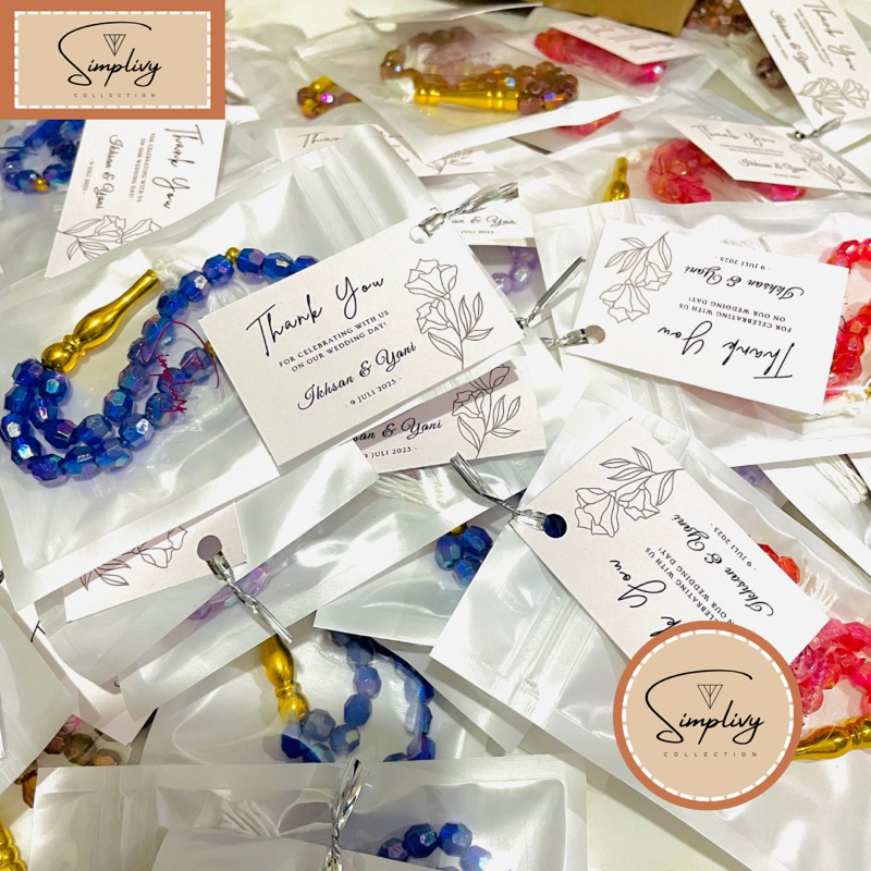 [Simplivy] Souvenir Tasbih dengan Kartu Ucapan Free Design ( Min 50pcs )