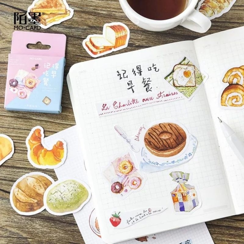 

KIYOWO 45 PCS STICKERS BOX DECO BREAD CAKE FOR JOURNAL SCRAPBOOK DIY