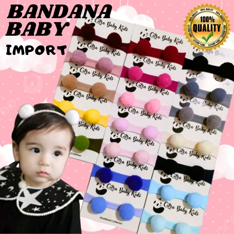 Bandana Bayi Mini Pom-Pom Baby Headband Newborn Bando bayi Import POM-POM MINI