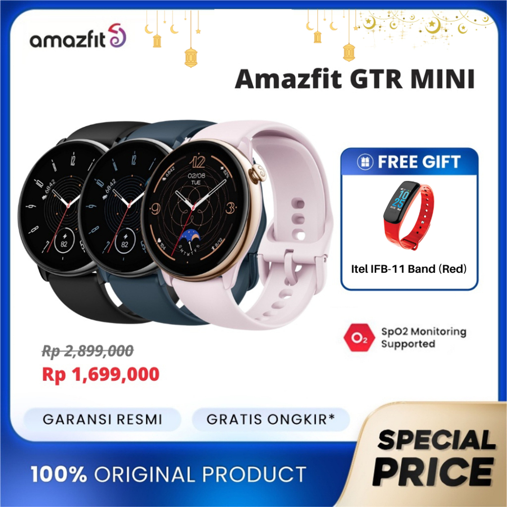 Amazfit GTR Mini Smartwatch, jam tangan，120+ Sports Modes 5 ATM Waterproof, Heart Rate Sleep Monitor