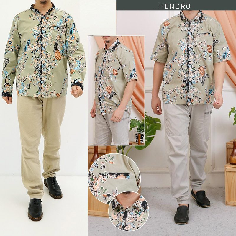 Evercloth Hendro Long Kemeja Pria Kemeja Batik Pria Atasan Couple Hem