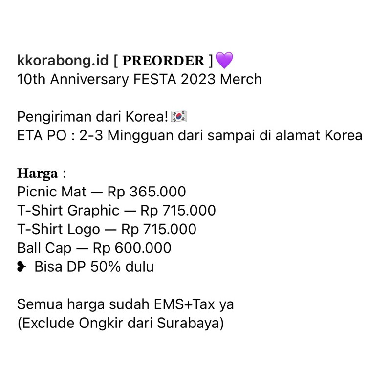 [PELUNASAN] BTS 10th Anniversary FESTA 2023 Official Merch