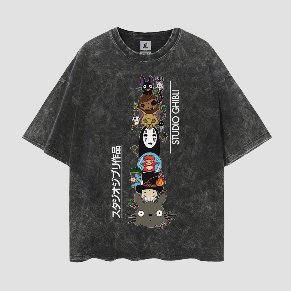 Studio Ghibli Cute Vintage Style Oversize Washed Tee