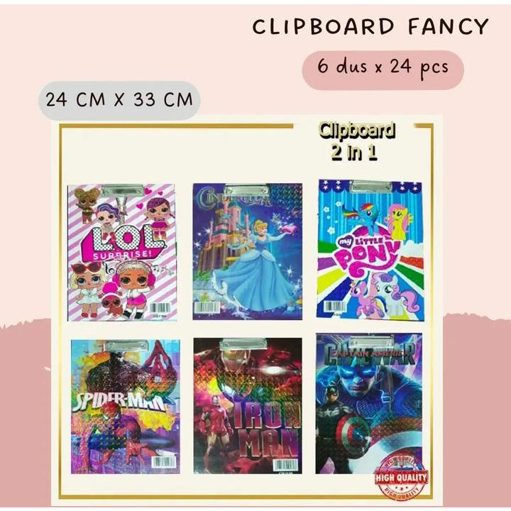 

Papan Jalan / Cipboard / Papan Ujian 2 in 1 Karakter Kartun Double Side Plus White Board. CB1108