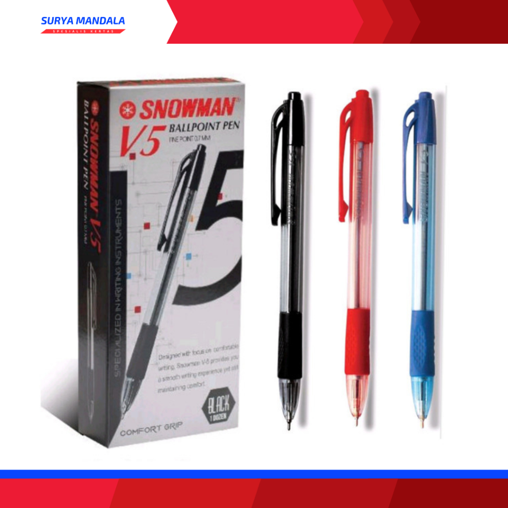 

PULPEN SNOWMAN V5 0.7mm BOLPOIN BALLPOINT PENA MENULIS WARNA PEN