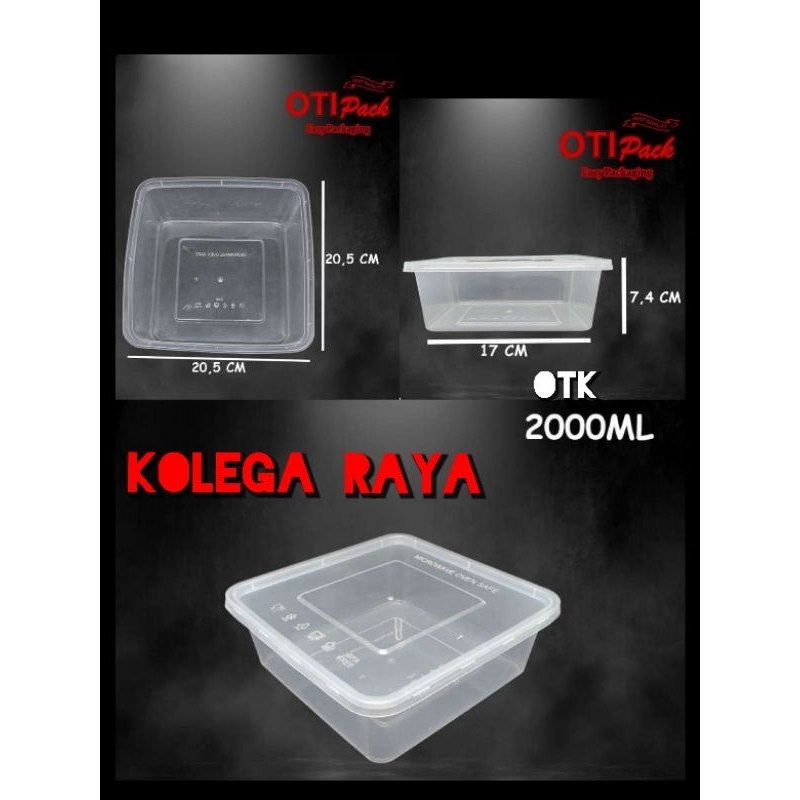 Kotak Makan Platik FoodGrade Thinwall  SQ2000ML Isi 25PCS Alas dan Tutup