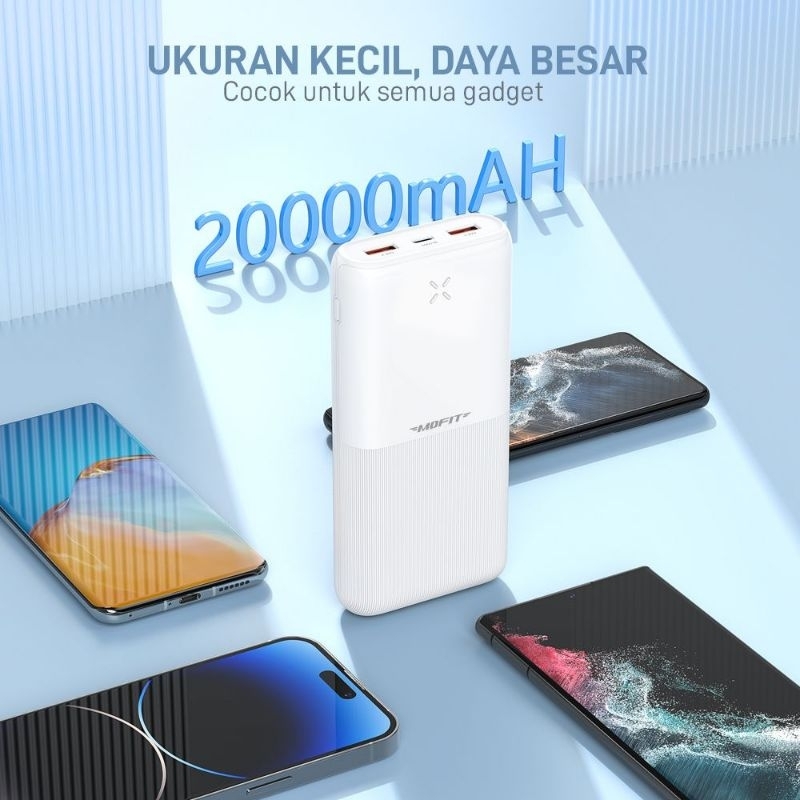 Power Bank MOFIT M28PRO 20.000mAh Real Capacity Quick Charge 22.5W QC 3.0 + PD  Power Delivery