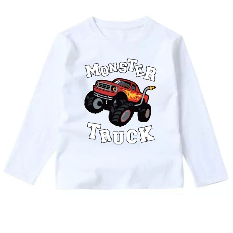 Baju Kaos Lengan Panjang Anak usia 1-12Tahun MONSTER TRUCK