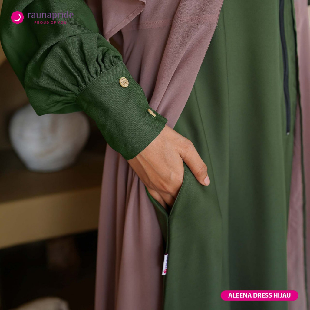 Baju Pesta Gamis Wanita Dewasa / Rauna Aleena - Hijau / Fashion Muslim