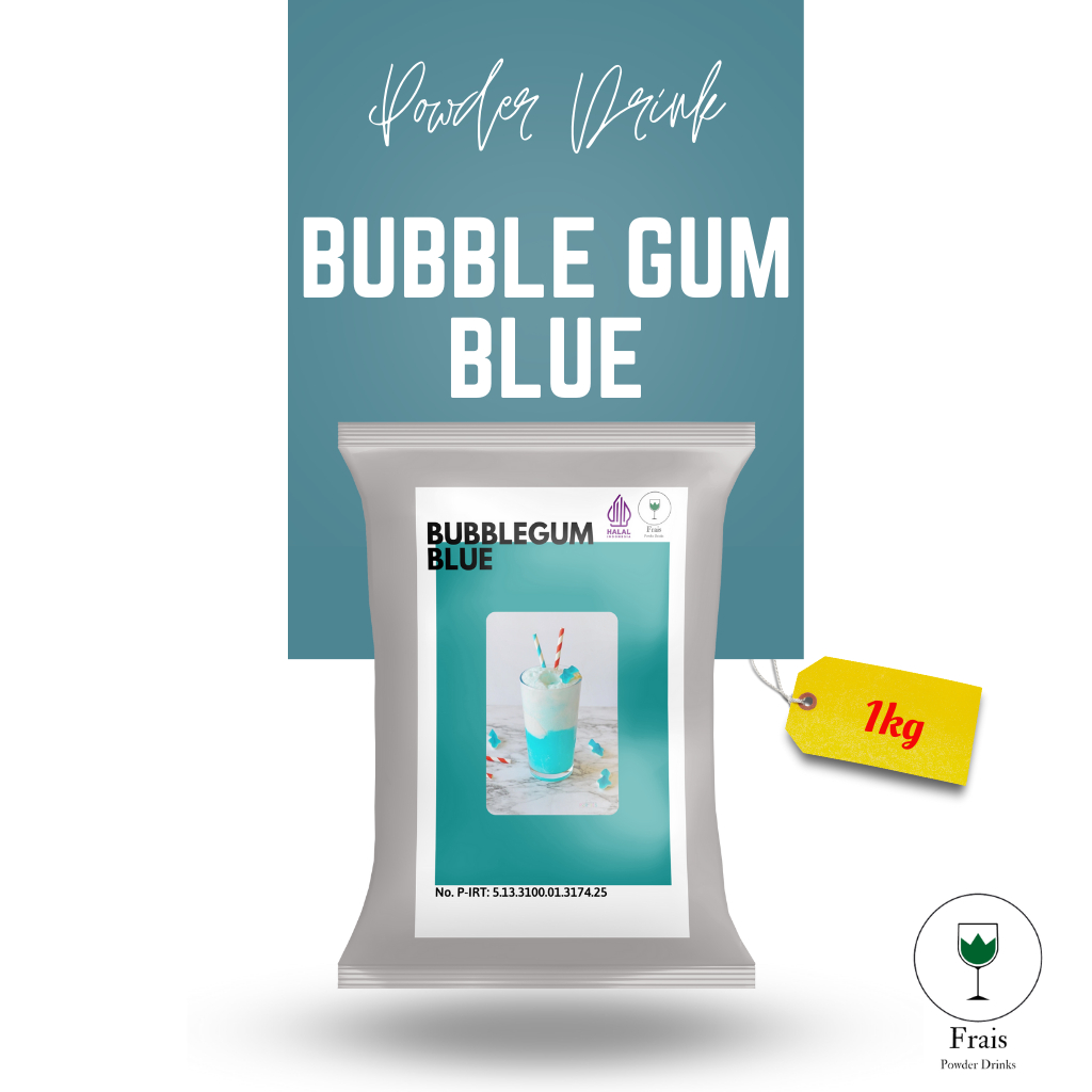 BUBUK MINUMAN RASA BUBBLE GUM BLUE 1KG / SERBUK MINUMAN ANEKA RASA / BUBUK MINUMAN KEKINIAN / MINUMAN INSTAN / DRINKS POWDER / SERBUK MINUMAN BOBA