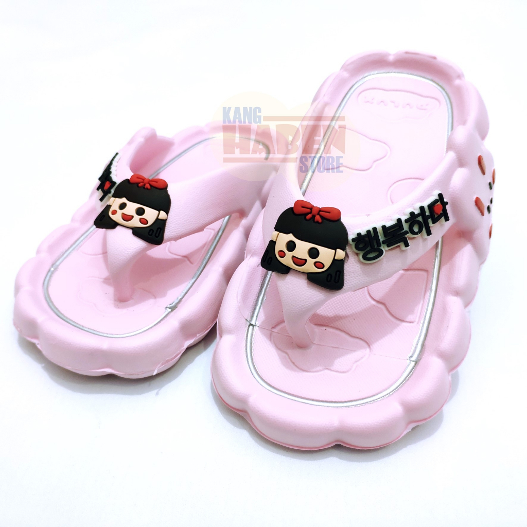 Sandal Jepit Korea Anak Perempuan Tanggung 30 - 35 Karakter Lucu Habenkids