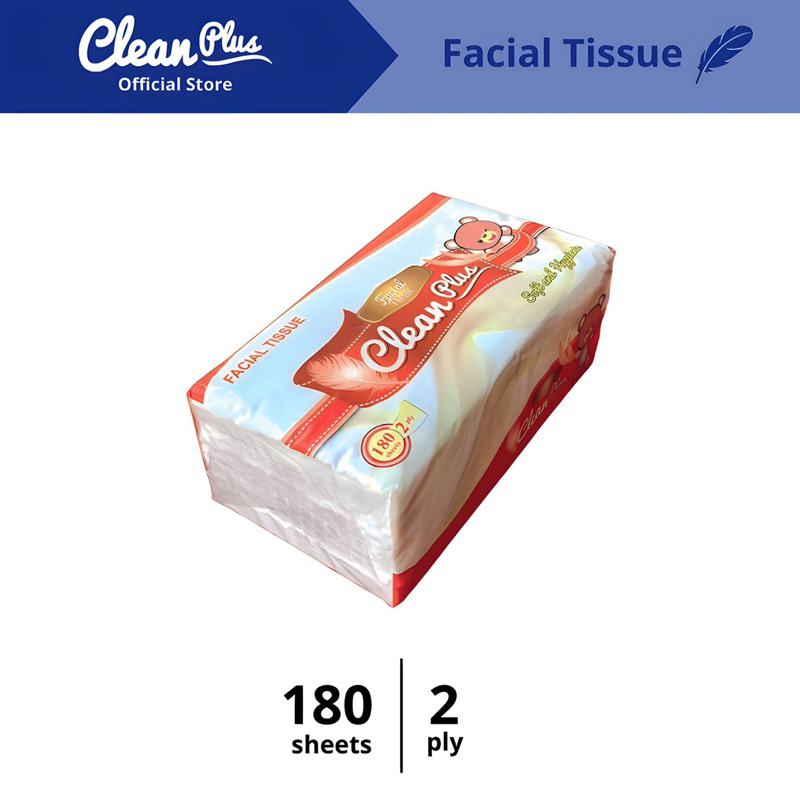 Clean Plus Softpack Tissue 180 Sheets Beruang 2 PLY