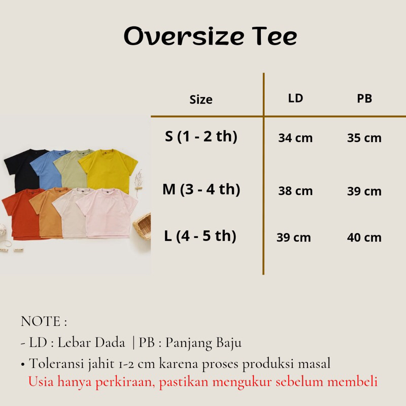LEA Kids Oversize Tee Basic | Kaos Anak Unisex
