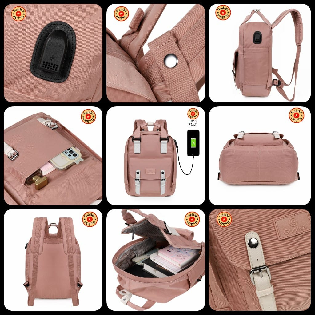 Tas GUDIKA Dougnut 5316 Backpack Waterproof Wanita Tas Ransel Laptop Anti Air Import Original | Ransel Cewek | Ransel Perempuan | Tas Wanita