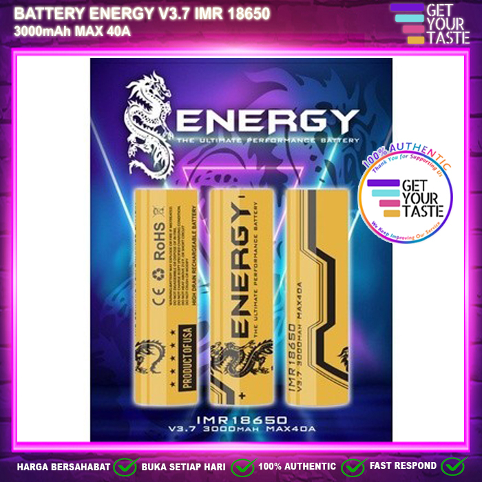 Battery ENERGY V3.7 3000mAh MAX 40A IMR 18650 Authentic by Znake