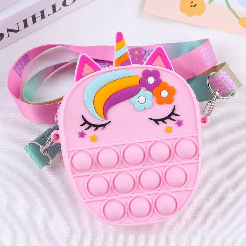 Tas Selempang Anak Jelly Pop It Unicorn Rainbow Oval