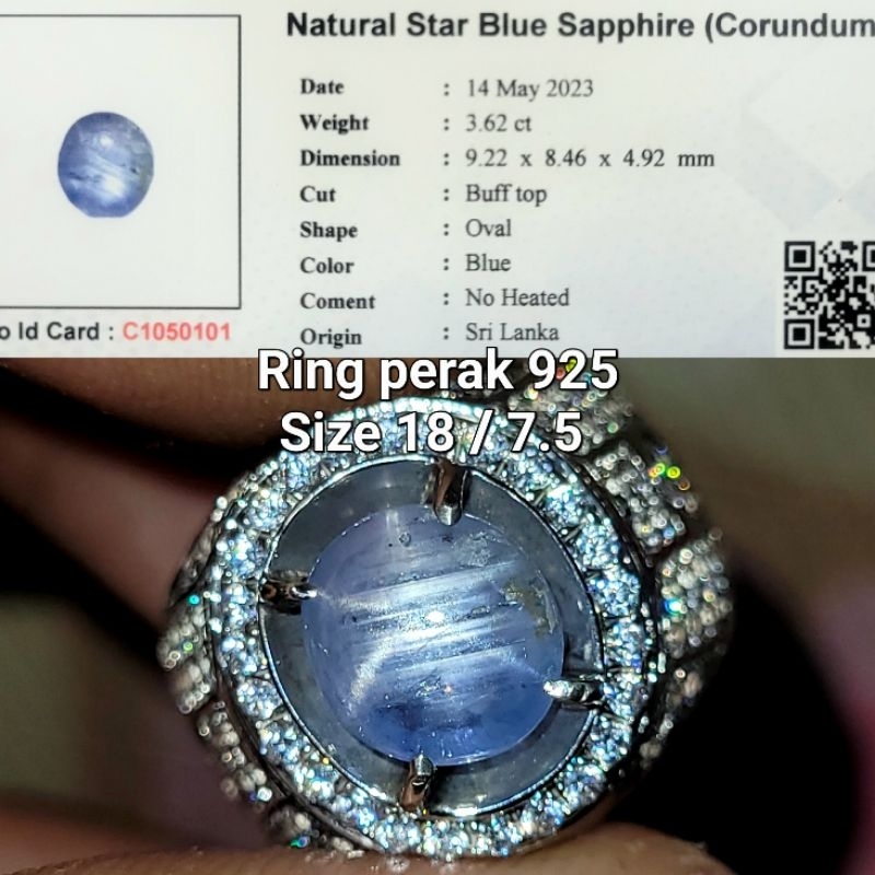 Natural blue safir ceylon sapphire star srilanka