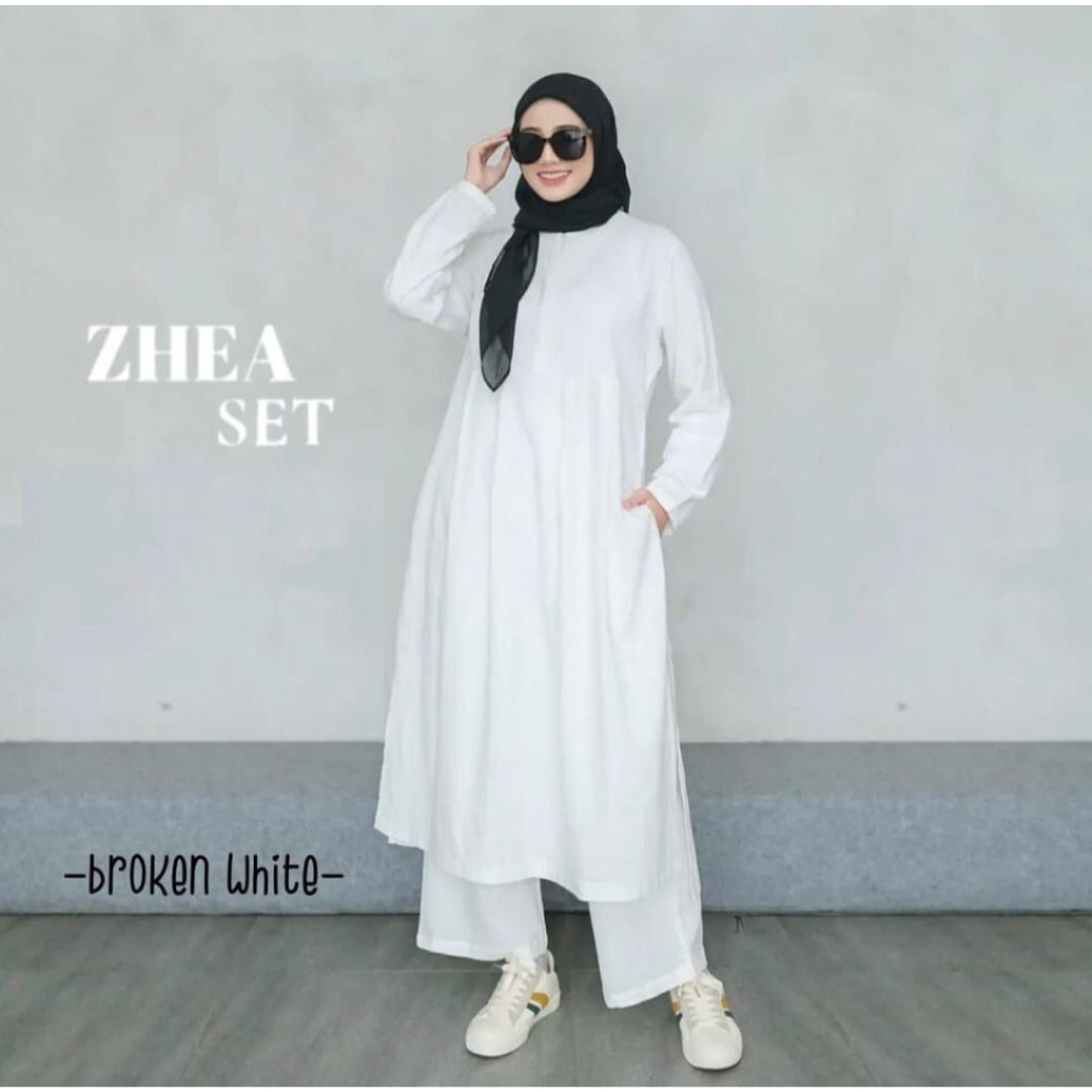 TERBARU Zhea Sett 2023 Setelan Wanita Masakini LD 120-110 Fit M-XL Pakaian Muslim Cewek Kekinian Outfit Cantik Muslimah Fashion Women Terkini Baju Stelan Cantik