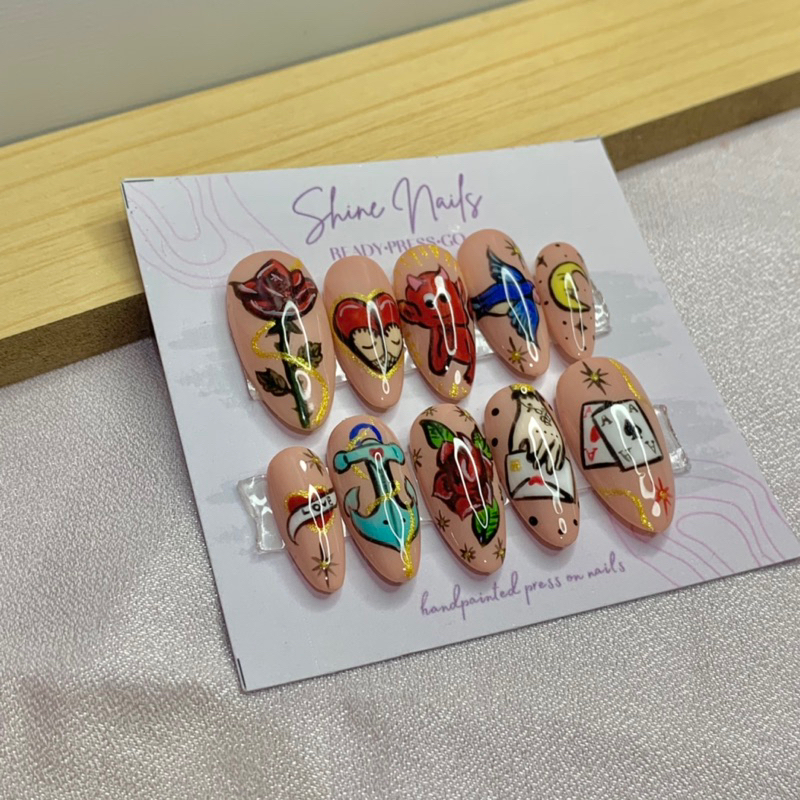 GUN N ROSE | KUKU PALSU | FAKE NAILS | PRESS ON NAILS | KUKU PALSU CUSTOM by Shine Nails