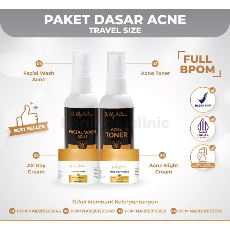 Bening's Acne Skincare Travel Size | Paketan Jerawat dan Beruntusan BY DR oky pratama