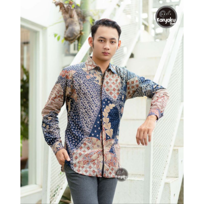 (BISA COD) kemeja batik slimfit kemeja batik pria lengan panjang kemeja formal baju batik modern batik pria