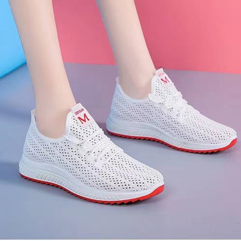 Sepatu wanita sneakers import/sepatu sneakers import trendy bertali fashion/shoes slip premium Putih